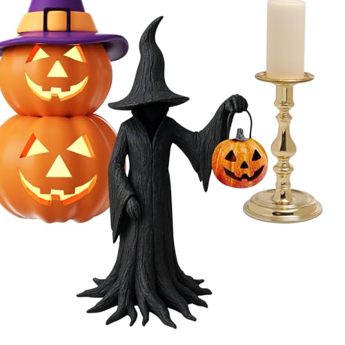 Sghtil Halloween Hexen Dekoration,Gothic Hexe Mit Kürbis - Tischdekoration Dunkle Fantasie Gruselfest Deko Für Wohnzimmer Schlafzimmer Küche Cosplay Karneval von Sghtil