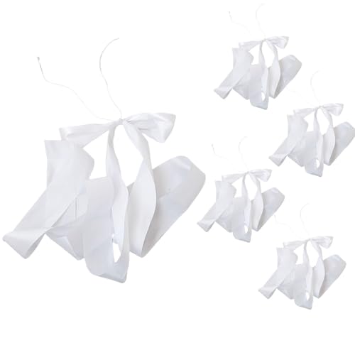 Sghtil Hochzeitsdekorationen mit weißem, weiße Hochzeitsschleifen | 5x Kirche Pew Bowknot Ribbon Decor - Flurdekoration für Innen, Außen, Bank, Sitz, Tür, Tisch von Sghtil