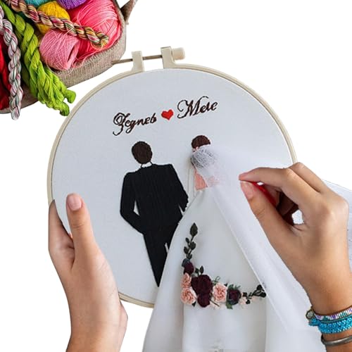Sghtil Hochzeitsstickerei-Set, Hochzeitsstickerei, Punschnadel-Set für Erwachsene, Punschnadel-Set mit Reifen und Anleitung für Anfänger-Paar Sghtil Hochzeitsstickerei-Set, Hochzeitsstickerei, Punschnadel-Set für Erwachsene, Punschnadel-Set mit Reifen und Anleitung für Anfänger-Paar von Sghtil