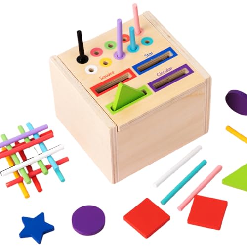 Sghtil Holzformenauswahl für Kinder, Holzformenauswahl Spielzeug | Buntes Koordiniertes Spielzeug,Farbformen Sortierboxen Spiel Lustig von Sghtil
