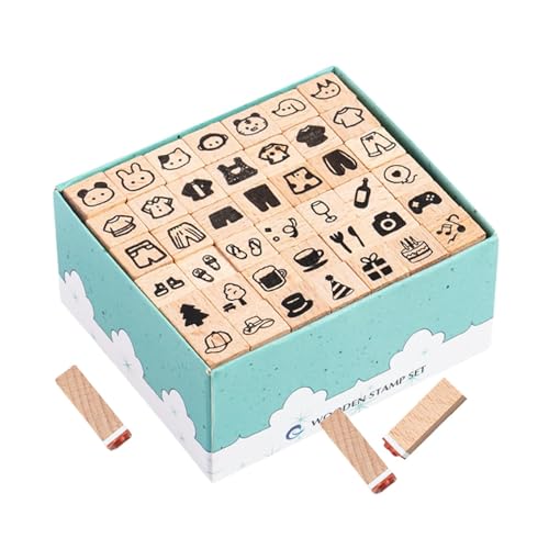 Sghtil Holzstempel für Holzstempel | Cartoon-Grafik-Stempel | Scrapbooking Dekorationsbedarf für Kinder, 42-teiliges Stempelspielzeug-Set Sghtil Holzstempel für Holzstempel | Cartoon-Grafik-Stempel | Scrapbooking Dekorationsbedarf für Kinder, 42-teiliges Stempelspielzeug-Set von Sghtil