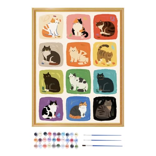 Sghtil Hunde Malen Nach Zahlen Tiere | Katze Malen Nach Zahlen Set Mit Pinseln | Kunst Set Für Thanksgiving Studentenzimmer Geburtstag Zuhause Schlafzimmer Schule von Sghtil