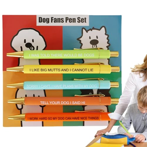 Sghtil Lustiges Kugelschreiber-Set, Hunde-Kugelschreiber | Mehrzweck-Kugelschreiber für Hunde – 5 x ausgefallene Kugelschreiber, Schreibwaren für Hundeliebhaber, von Sghtil