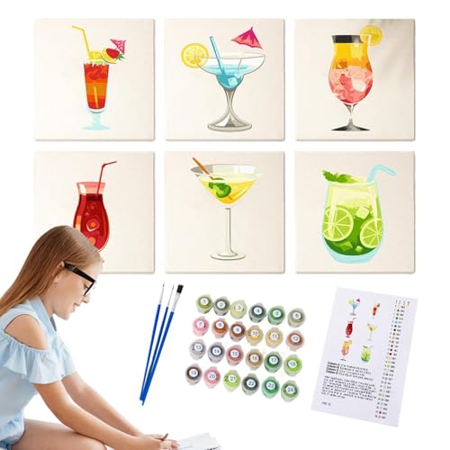 Sghtil Malen nach Zahlen, Cocktail, Malzahlen | Acrylgemälde nach digitalen Kits auf Leinwand ohne Rahmen 6 Stück – 5,91 x 5,91 Zoll handbemalt Ölgemälde mit Sghtil Malen nach Zahlen, Cocktail, Malzahlen | Acrylgemälde nach digitalen Kits auf Leinwand ohne Rahmen 6 Stück – 5,91 x 5,91 Zoll handbemalt Ölgemälde mit von Sghtil