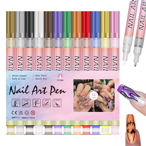 Sghtil Nagelmalstift, Nageldesign-Stifte | 12 Farben Acrylfarben-Nagelstifte – feine Spitzen, wasserdichte Punkte, Graffiti Dotting Drawing Werkzeuge für das Design Sghtil Nagelmalstift, Nageldesign-Stifte | 12 Farben Acrylfarben-Nagelstifte – feine Spitzen, wasserdichte Punkte, Graffiti Dotting Drawing Werkzeuge für das Design von Sghtil