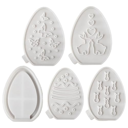 Sghtil Ostereier Formen für Epoxidharz, Silikonformen Ostern für Harz, Ostereier Silikonformen Set 5 Stück Handwerk Silikon Hohl Formen von Sghtil