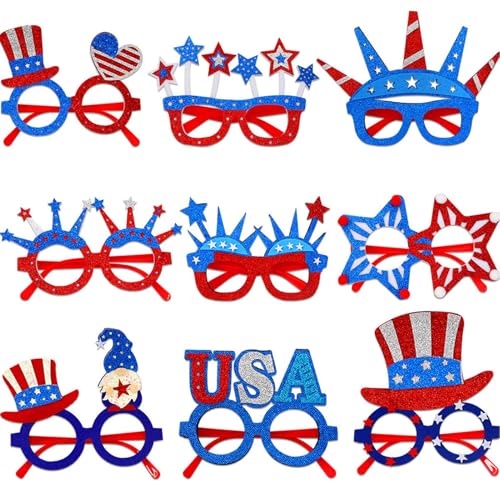 Sghtil Patriotische Sonnenbrille, 4. Juli Brille, Retro Mode süße Sonnenbrille, 9 Paar Kostümzubehör für Independence Day Paraden, Strandbesichtigung, Poolfeier, Hinterhofgrillcues Sghtil Patriotische Sonnenbrille, 4. Juli Brille, Retro Mode süße Sonnenbrille, 9 Paar Kostümzubehör für Independence Day Paraden, Strandbesichtigung, Poolfeier, Hinterhofgrillcues von Sghtil