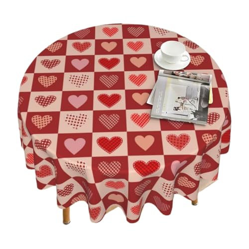 Sghtil Runde Tischdecke, Valentinstag, rund, rot, 152,4 cm, Tischdecke in Herzform, schmutzabweisend, für Zuhause, Küche, Esszimmer, Sghtil Runde Tischdecke, Valentinstag, rund, rot, 152,4 cm, Tischdecke in Herzform, schmutzabweisend, für Zuhause, Küche, Esszimmer, von Sghtil