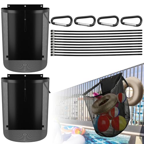Sghtil Spielzeugaufbewahrung aus Netzstoff, Aufbewahrungstasche für Pool, 2 Taschen für Panzer, Flöße, Nudeln, Ringbehälter von Sghtil
