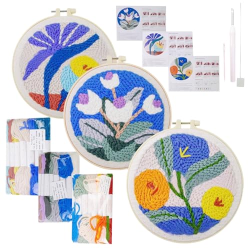 Sghtil Stanzset für Erwachsene, Stanznadel-Set | Stickerei-Set | mit runden Reifen und Fäden, Blumenmuster für Halloween Hobby Sghtil Stanzset für Erwachsene, Stanznadel-Set | Stickerei-Set | mit runden Reifen und Fäden, Blumenmuster für Halloween Hobby von Sghtil