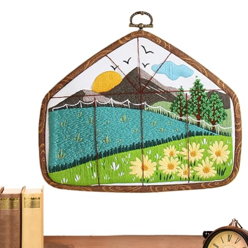 Sghtil Stickerei-Sets für Anfänger für Erwachsene, Sticksets für Anfänger, Landschaft außerhalb des Fensterhand-Sticksets, Ferienhaus-Dekoration inkl Sghtil Stickerei-Sets für Anfänger für Erwachsene, Sticksets für Anfänger, Landschaft außerhalb des Fensterhand-Sticksets, Ferienhaus-Dekoration inkl von Sghtil
