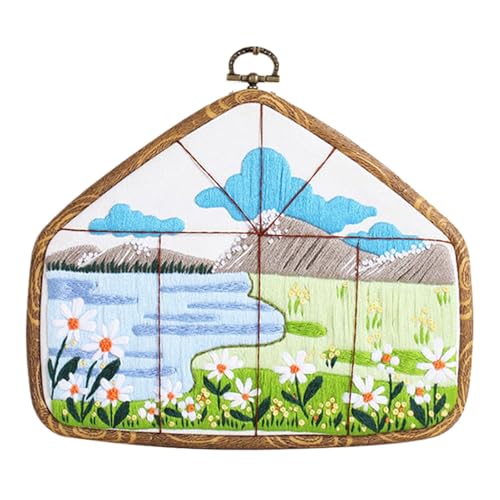 Sghtil Stickerei-Sets für Erwachsene Anfänger, Stickerei-Sets für Erwachsene, Anfänger, Landschaft außerhalb des Fensterhand-Sticksets, Ferienhaus-Dekoration inkl Sghtil Stickerei-Sets für Erwachsene Anfänger, Stickerei-Sets für Erwachsene, Anfänger, Landschaft außerhalb des Fensterhand-Sticksets, Ferienhaus-Dekoration inkl von Sghtil