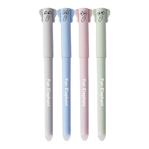 Sghtil Stift mit Radiergummi, Löschbare Stifte, Löschbar schwarze Gel -Tintenstifte, 4 Teile glattes Schreiben süßes stationäres Set, feiner Punkt 0,5 mm mit Gummi für Kinder Schüler Erwachsene von Sghtil