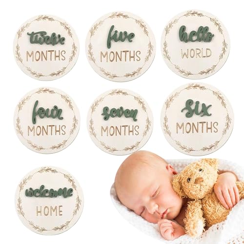 Sghtil Wachstumsschilder Baby - 3D-Scheibe für Foto 7 Stück, dekorative Scheiben für Zuhause, Wand, Babyzimmer und Fotografie von Sghtil