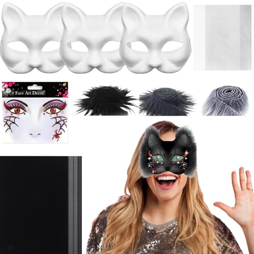 Sghtil Weiße Katzenmaske | Weiße Katzenmasken zum Personalisieren | Zubehör-Set Tüll und Filz kreative Aktivitäten für Maskenpartys, Karneval, Cosplay, Männer Sghtil Weiße Katzenmaske | Weiße Katzenmasken zum Personalisieren | Zubehör-Set Tüll und Filz kreative Aktivitäten für Maskenpartys, Karneval, Cosplay, Männer von Sghtil