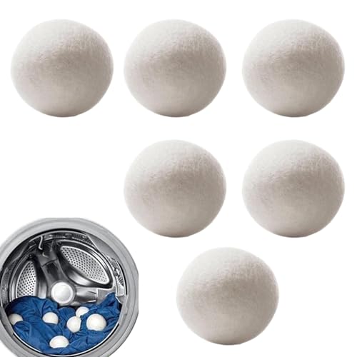 Sghtil Wollbälle für Trockner, Wäschetrocknerbälle aus Wolle - 6 Stück Naturweichmacher-Set - Weichmacherball in wiederverwendbar, reduziert Kleidungsfalten und spart Sghtil Wollbälle für Trockner, Wäschetrocknerbälle aus Wolle - 6 Stück Naturweichmacher-Set - Weichmacherball in wiederverwendbar, reduziert Kleidungsfalten und spart von Sghtil