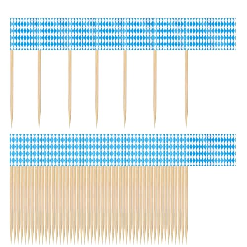 Sghtil Zahnstocher Fähnchen,Oktoberfest Stecker Mit Bayern Flaggen - 100 Stück Deko Stecker Für Party Snacks Bayerische Platte von Sghtil