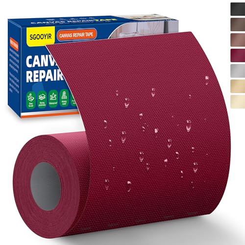 10x200cm Flicken Selbstklebend Stoff, Burgunderrot Selbstklebender Stoffkleber Textilkleber, Wasserdichtes Leinwand Stoff Selbstklebend Reparatur Patches für Zelte, Sofa, RV Markise, Stühle von Sgooyir