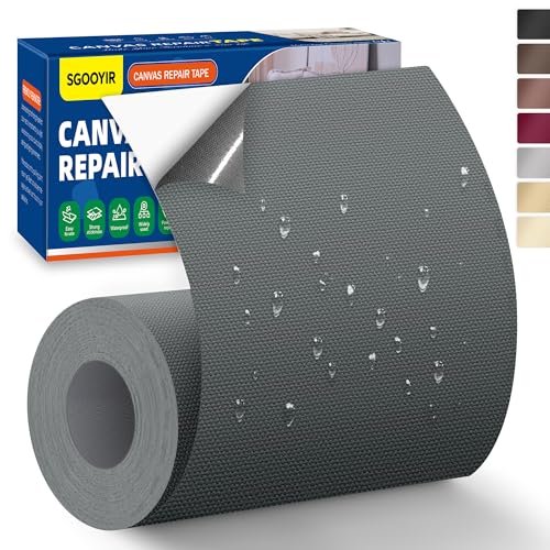 10x200cm Flicken Selbstklebend Stoff, Dunkelgrau Selbstklebender Stoffkleber Textilkleber, Wasserdichtes Leinwand Stoff Selbstklebend Reparatur Patches für Zelte, Sofa, RV Markise, Stühle 10x200cm Flicken Selbstklebend Stoff, Dunkelgrau Selbstklebender Stoffkleber Textilkleber, Wasserdichtes Leinwand Stoff Selbstklebend Reparatur Patches für Zelte, Sofa, RV Markise, Stühle von Sgooyir