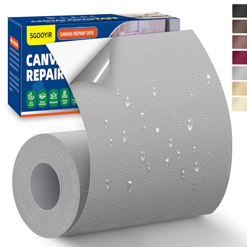 10x200cm Flicken Selbstklebend Stoff, Grau Selbstklebender Stoffkleber Textilkleber, Wasserdichtes Leinwand Stoff Selbstklebend Reparatur Patches für Zelte, Sofa, RV Markise, Stühle von Sgooyir