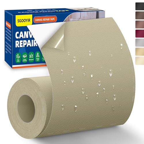 10x200cm Flicken Selbstklebend Stoff, Khaki Selbstklebender Stoffkleber Textilkleber, Wasserdichtes Leinwand Stoff Selbstklebend Reparatur Patches für Zelte, Sofa, RV Markise, Stühle von Sgooyir