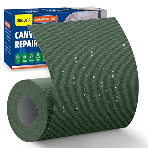 10x200cm Flicken Selbstklebend Stoff, Militärgrün Selbstklebender Stoffkleber Textilkleber, Wasserdichtes Leinwand Stoff Selbstklebend Reparatur Patches für Zelte, Sofa, RV Markise, Stühle von Sgooyir