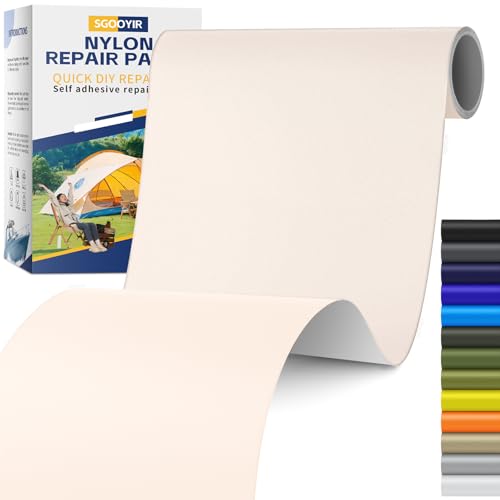 15x160cm Selbstklebend Flicken Reparaturset, Elfenbein Flicken Daunenjacke Selbstklebend, Wasserdichte Nylon Flicken Selbstklebender Stoff Reparaturflicken für Zelte, Daunenjacke, Tasche 15x160cm Selbstklebend Flicken Reparaturset, Elfenbein Flicken Daunenjacke Selbstklebend, Wasserdichte Nylon Flicken Selbstklebender Stoff Reparaturflicken für Zelte, Daunenjacke, Tasche von Sgooyir
