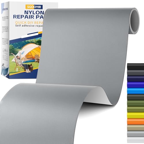 15x160cm Selbstklebend Flicken Reparaturset, Grau Flicken Daunenjacke Selbstklebend, Wasserdichte Nylon Flicken Selbstklebender Stoff Reparaturflicken für Zelte, Daunenjacke, Tasche von Sgooyir