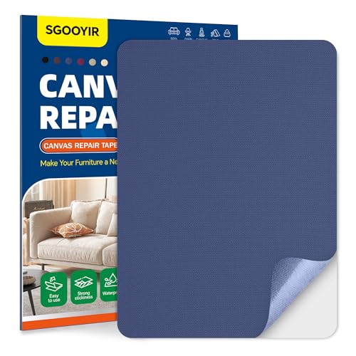 21x28cm Flicken Selbstklebend Stoff, Dunkelblau Selbstklebender Stoffkleber Textilkleber, Wasserdichtes Leinwand Stoff Selbstklebend Reparatur Patches für Zelte, Sofa, RV Markise, Stühle von Sgooyir