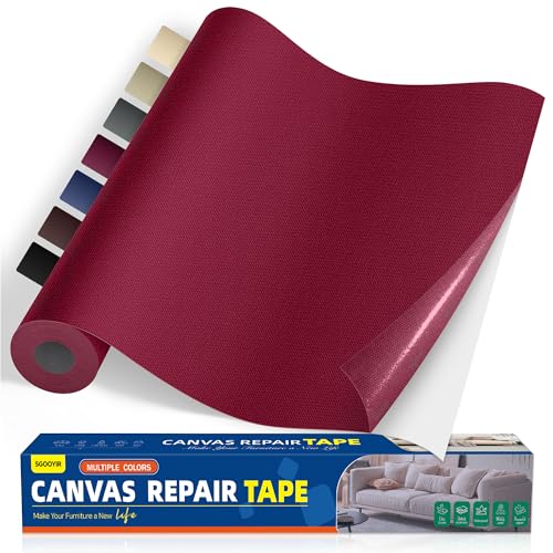 40x100cm Flicken Selbstklebend Stoff, Burgunderrot Selbstklebender Stoffkleber Textilkleber, Wasserdichtes Leinwand Stoff Selbstklebend Reparatur Patches für Zelte, Sofa, RV Markise, Stühle von Sgooyir