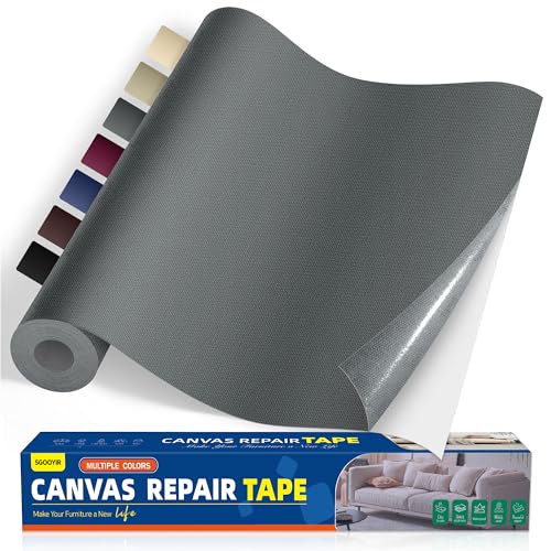 40x100cm Flicken Selbstklebend Stoff, Dunkelgrau Selbstklebender Stoffkleber Textilkleber, Wasserdichtes Leinwand Stoff Selbstklebend Reparatur Patches für Zelte, Sofa, RV Markise, Stühle von Sgooyir