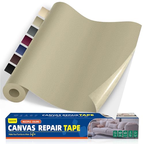 40x100cm Flicken Selbstklebend Stoff, Khaki Selbstklebender Stoffkleber Textilkleber, Wasserdichtes Leinwand Stoff Selbstklebend Reparatur Patches für Zelte, Sofa, RV Markise, Stühle von Sgooyir