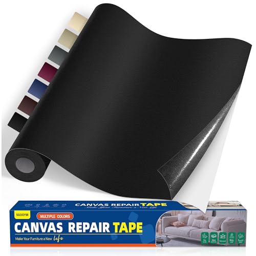40x100cm Flicken Selbstklebend Stoff, Schwarz Selbstklebender Stoffkleber Textilkleber, Wasserdichtes Leinwand Stoff Selbstklebend Reparatur Patches für Zelte, Sofa, RV Markise, Stühle von Sgooyir