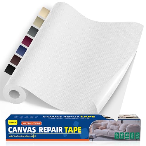 40x100cm Flicken Selbstklebend Stoff, Weiß Selbstklebender Stoffkleber Textilkleber, Wasserdichtes Leinwand Stoff Selbstklebend Reparatur Patches für Zelte, Sofa, RV Markise, Stühle von Sgooyir