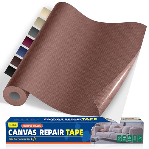 40x200cm Flicken Selbstklebend Stoff, Dunkelbraun Selbstklebender Stoffkleber Textilkleber, Wasserdichtes Leinwand Stoff Selbstklebend Reparatur Patches für Zelte, Sofa, RV Markise, Stühle von Sgooyir