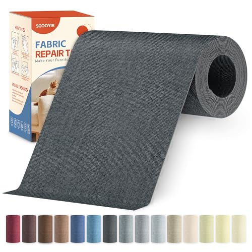 Flicken Selbstklebend Stoff Dunkleres Grau, 10x200cm Stoffflicken Selbstklebend Reparaturflicken, Leinenstoff Patches Reparaturset für Möbel, Autositze, Kleidung, Polsterbezüge, Stühle, Sofas, Kissen von Sgooyir