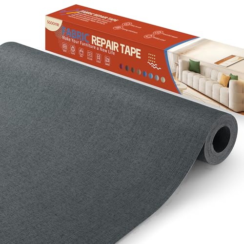 Flicken Selbstklebend Stoff Dunkleres Grau, 40x100cm Stoffflicken Selbstklebend Reparaturflicken, Leinenstoff Patches Reparaturset für Möbel, Autositze, Kleidung, Polsterbezüge, Stühle, Sofas, Kissen von Sgooyir