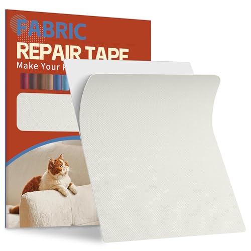 Flicken Selbstklebend Stoff Milchweiß, 21x28cm Stoffflicken Selbstklebend Reparaturflicken, Leinenstoff Patches Reparaturset für Möbel, Autositze, Kleidung, Polsterbezüge, Stühle, Sofas, Kissen von Sgooyir
