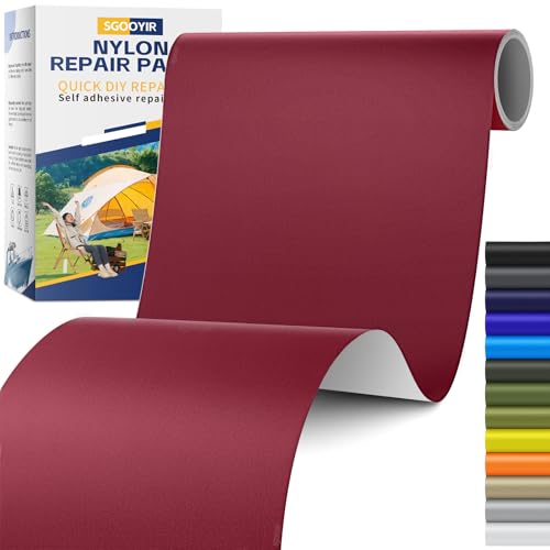 Sgooyir 15x160cm Selbstklebend Flicken Reparaturset, Weinrot Flicken Daunenjacke Selbstklebend, Wasserdichte Nylon Flicken Selbstklebender Stoff Reparaturflicken für Zelte, Daunenjacke, Tasche Sgooyir 15x160cm Selbstklebend Flicken Reparaturset, Weinrot Flicken Daunenjacke Selbstklebend, Wasserdichte Nylon Flicken Selbstklebender Stoff Reparaturflicken für Zelte, Daunenjacke, Tasche von Sgooyir