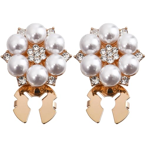 2Pcs Button Covers with Faux Pearls and Rhinestones, Decorative Button Cover with Crystal Flowers Motif for Wonen Men Shirt Sleeve von Sgqtqybk