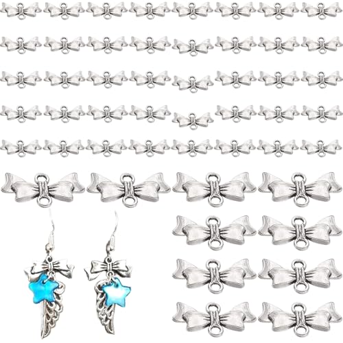 Schmuckanschlüsse, 50pcs antike Silber -Bogenknoten -Charmanschlüsse, DIY -Schmuckzubehör für Ohrringe Armband Halskette zum Herstellen Schmuckanschlüsse, 50pcs antike Silber -Bogenknoten -Charmanschlüsse, DIY -Schmuckzubehör für Ohrringe Armband Halskette zum Herstellen von Sgqtqybk