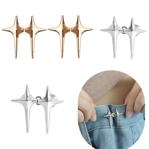 Hosen-Taillenstraffer, 4 Sets verstellbarer Sternknopf für lose Jeans, kein Nähen und kein Werkzeug, Jeansknopfnadeln Einsteller Metall für Hosen, Jeans, Röcke, Ärmel Hosen-Taillenstraffer, 4 Sets verstellbarer Sternknopf für lose Jeans, kein Nähen und kein Werkzeug, Jeansknopfnadeln Einsteller Metall für Hosen, Jeans, Röcke, Ärmel von Sgriack