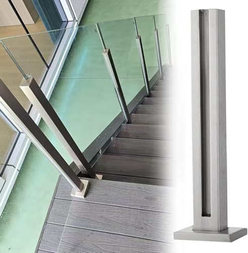 Geländerpfosten für Treppen und Balkone zum Klemmen, robuste Halterungen mit Schlitzen, 10–12 mm, Paneele für Balkone, Flure (Endpfosten, Höhe 70 cm) von ShAzanz