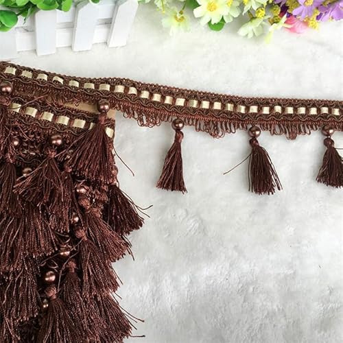 1 Stück 12 Yards Dekorative Quastenfransenbesatz - Elegante Spitzenborte for Bastelarbeiten, Tischdecken und Lampenschirme(Deep currant) von ShaaoTng