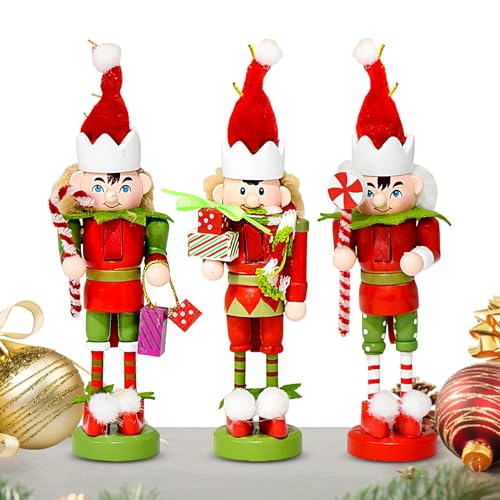 Shaersu Weihnachts Nussknacker - 12 cm Holzfigur,3 Teile Deko für Kamin Tisch Bücherregal Wand Party Weihnachtsbaum Shaersu Weihnachts Nussknacker - 12 cm Holzfigur,3 Teile Deko für Kamin Tisch Bücherregal Wand Party Weihnachtsbaum von Shaersu