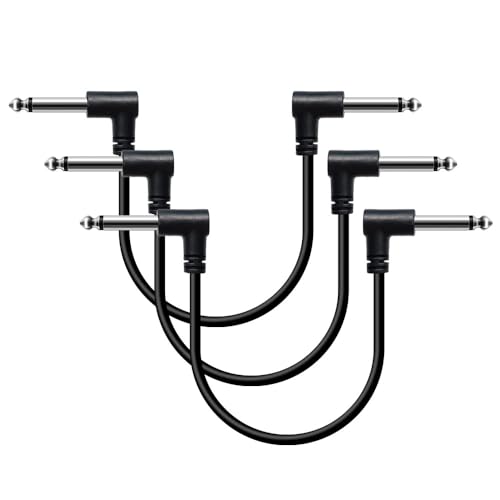 Shaevle Patchkabel Gitarre Pedal 15CM Rechtwinklig 6.35mm Instrumentenkabel geräuschlos Klinkenpatchkabel für Effektpedale Schwarz 3 Stück von Shaevle