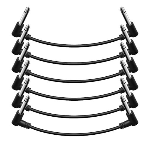 Shaevle Patchkabel Gitarre Pedal 15CM Rechtwinklig 6.35mm Instrumentenkabel geräuschlos Klinkenpatchkabel für Effektpedale Schwarz 6 Stück von Shaevle