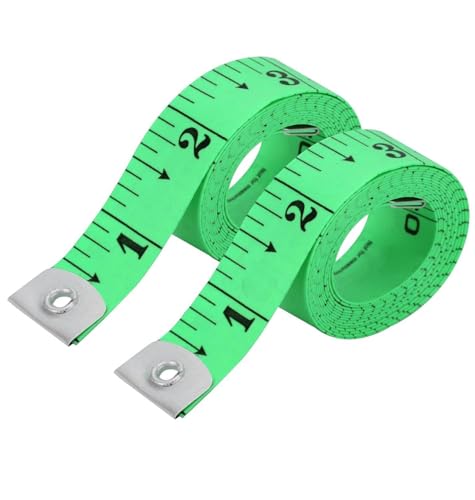Shahi Flexibles Maßband, genaue Doppelskala, Standard- und metrische Maßbänder, weiches Maßband für Körper, Gewichtsverlust, Nähen, Schneiderhandwerk, Lineal, Blau, 150 cm (Grün/2 Stück) von Shahi