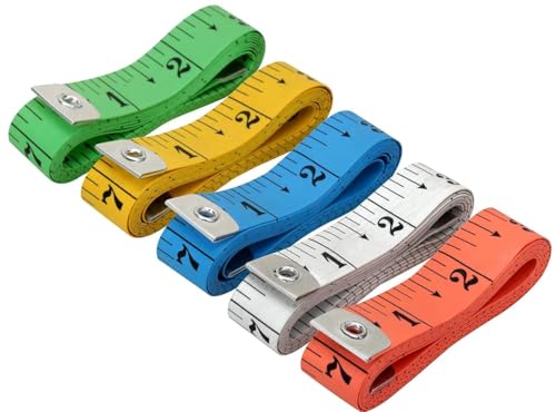 Shahi Flexibles Maßband, genaue Doppelskala, Standard- und metrische Maßbänder, weiches Maßband für Körper, Gewichtsverlust, Nähen, Schneiderhandwerk, Lineal, Blau, 150 cm (mehrfarbig/5 Stück) von Shahi