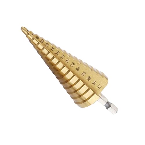 Shallho 1/4" Hexagon Schaft 4-32mm Titan beschichtete Spiral Rillte Schritt Bohrer HSS Schritt Bohrer Für Kunststoff Holz Metall Multi-Loch Kegelbohrer Shallho 1/4" Hexagon Schaft 4-32mm Titan beschichtete Spiral Rillte Schritt Bohrer HSS Schritt Bohrer Für Kunststoff Holz Metall Multi-Loch Kegelbohrer von Shallho